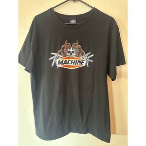 Loser Machine Company Mens Black Graphic T-Shirt Skull Sworn To Fun Large